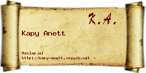 Kapy Anett névjegykártya